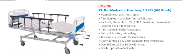 Unisearch Medicare 3 Key Mechanical ICU Bed with Fixed Height